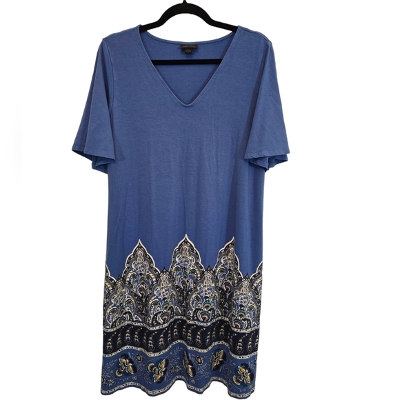 J.Jill Medium Stretchy Wearever Collection Border Knit Print Dress - Picture 1 of 9
